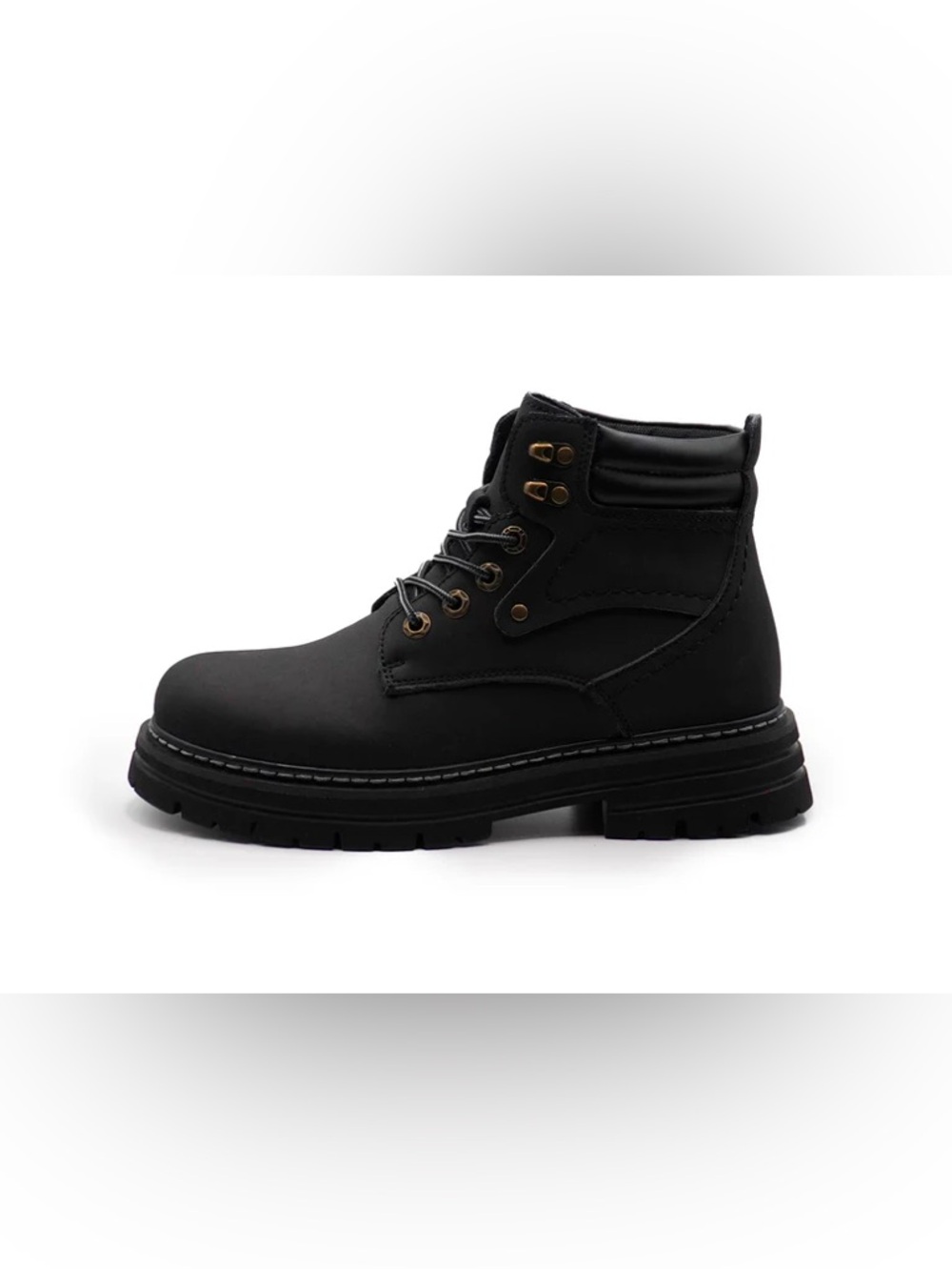 Men's Black Leather Lace-Up Work Boots